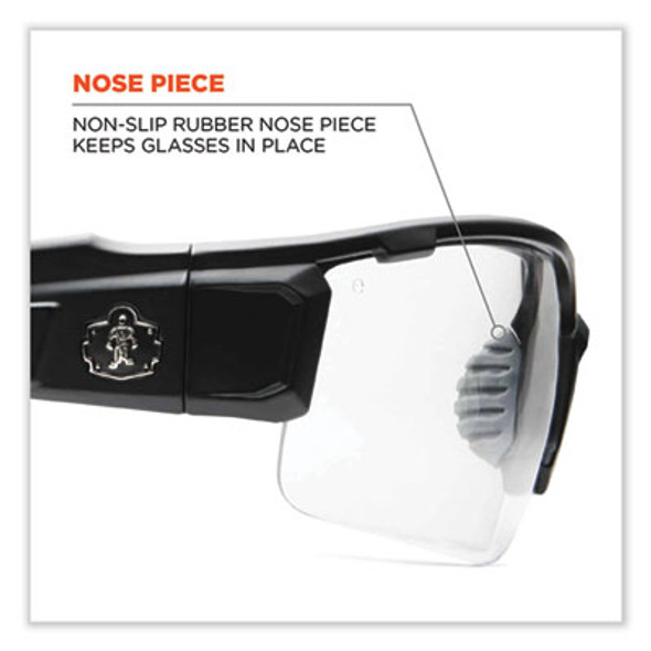 Skullerz Dagr Safety Glasses, Matte Black Nylon Impact Frame, Anti-Fog Clear Polycarbonate Lens