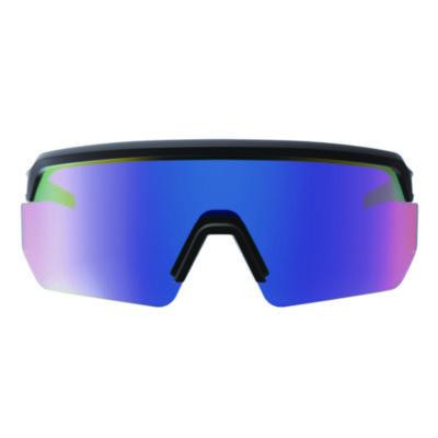 Skullerz Aegir Anti-Scratch Enhanced Anti-Fog Safety Glasses, Matte Black Half Frame, Mirrored Blue Single Lens