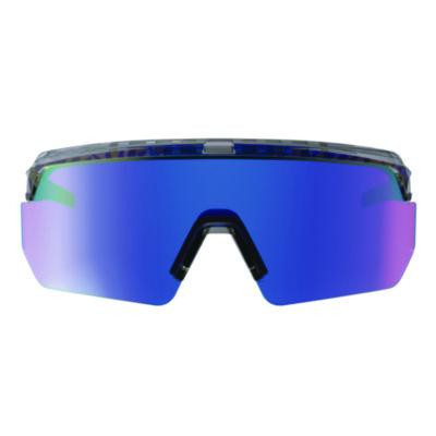 Skullerz Aegir Anti-Scratch Enhanced Anti-Fog Safety Glasses, Clear Smoke Half Frame, Mirrored Blue Single Lens