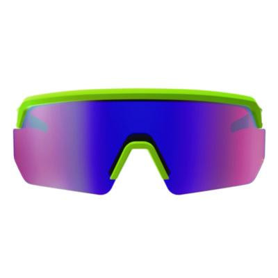 Skullerz Aegir Anti-Scratch Enhanced Anti-Fog Safety Glasses, Lime Half Frame, Mirrored Purple Single Lens
