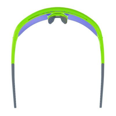 Skullerz Aegir Safety Glasses, Lime Half Frame, Mirrored Blue Single Lens
