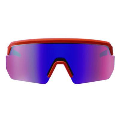 Skullerz Aegir Anti-Scratch Enhanced Anti-Fog Safety Glasses, Orange Half Frame, Mirrored Purple Single Lens