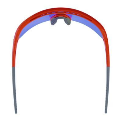 Skullerz Aegir Safety Glasses, Orange Half Frame, Mirrored Blue Single Lens