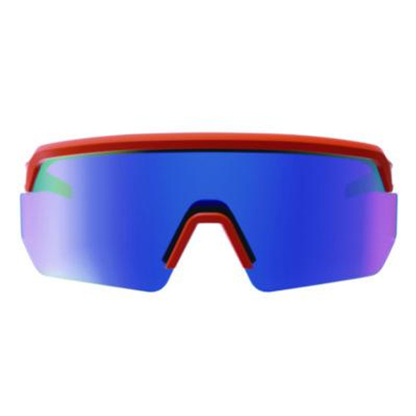 Skullerz Aegir Anti-Scratch/Enhanced Anti-Fog Safety Glasses, Orange Nylon Impact Frame, Blue Mirror Polycarbonate Lens