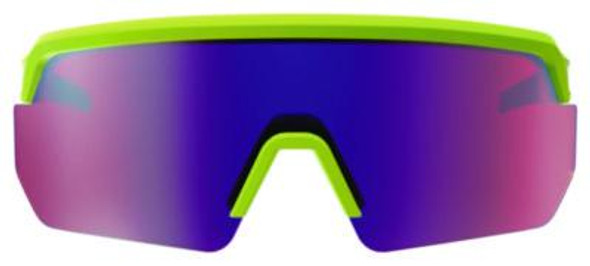 Skullerz Aegir Anti-Scratch And Enhanced Anti-Fog Safety Glasses, Polarized, Lime Nylon Frame, Purple Mirror Polycarb Lens