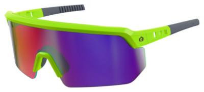 Skullerz Aegir Anti-Scratch Enhanced Anti-Fog Safety Glasses, Lime Half Frame, Polarized Mirrored Purple Single Lens