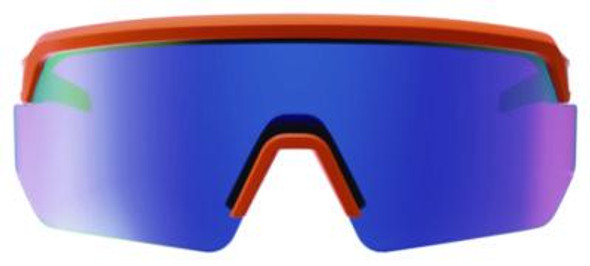 Skullerz Aegir Anti-Scratch And Enhanced Anti-Fog Safety Glasses, Polorized, Orange Nylon Frame, Blue Mirror Polycarb Lens