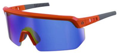 Skullerz Aegir Anti-Scratch Enhanced Anti-Fog Safety Glasses, Orange Half Frame, Polarized Mirrored Blue Single Lens
