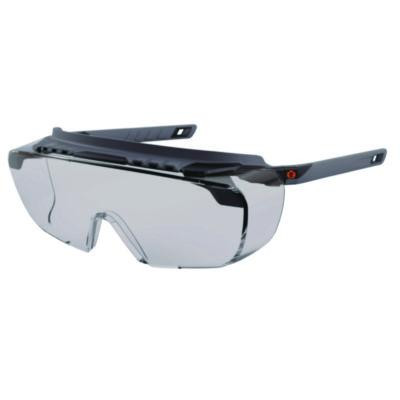 Skullerz Osmin Safety Glasses, Matte Black Half Frame Otg, Clear Single I/O Lens