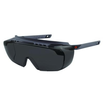 Skullerz Osmin Anti-Scratch Enhanced Anti-Fog Safety Glasses, Matte Black Half Frame Otg, Smoke Single Lens
