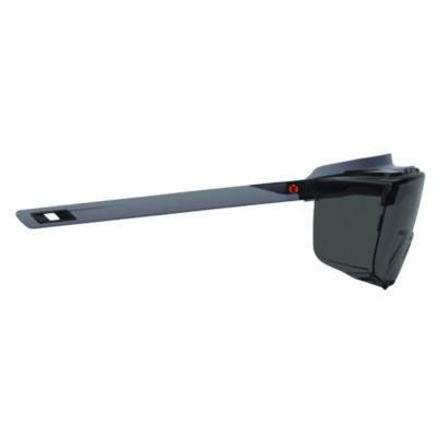 Skullerz Osmin Anti-Scratch Enhanced Anti-Fog Safety Glasses, Matte Black Half Frame Otg, Smoke Single Lens