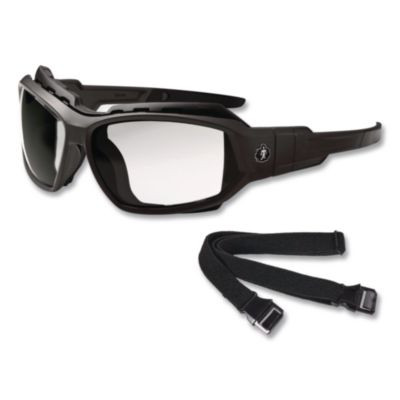 Skullerz Loki Safety Glasses/Goggles, Fog-Off Technology, Black Full Frame, Clear Dual Lens