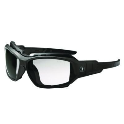 Skullerz Loki Anti-Scratch Enhanced Anti-Fog Convertible Safety Spoggles With Strap, Matte Black Half Frame, Clear Dual Lens