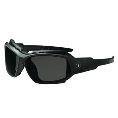 Skullerz Loki Anti-Scratch Enhanced Anti-Fog Convertible Safety Spoggles With Strap, Matte Black Half Frame, Smoke Dual Lens