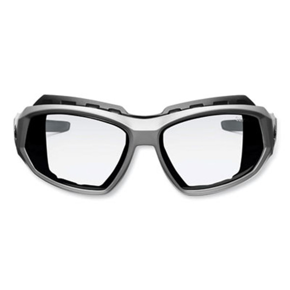 Skullerz Loki Safety Glasses/Goggles, Matte Gray Nylon Impact Frame, Anti-Fog Clear Polycarb Lens