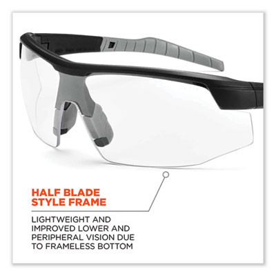 Skullerz Skoll Safety Glasses, Matte Black Half Frame, Clear Single Lens