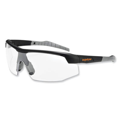 Skullerz Skoll Safety Glasses, Fog-Off Technology, Matte Black Half Frame, Clear Single Lens