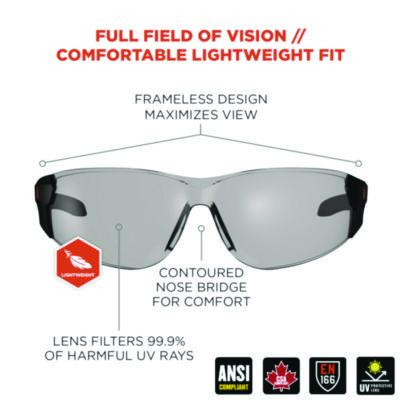 Skullerz Saga Anti-Scratch Enhanced Anti-Fog Safety Glasses, Frameless, Clear Single I/O Lens