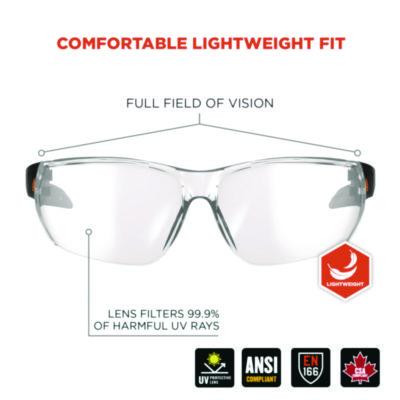Skullerz Vali Anti-Scratch Enhanced Anti-Fog Safety Glasses, Frameless, Clear Single Lens