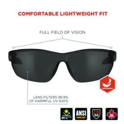 Skullerz Vali Anti-Scratch Enhanced Anti-Fog Safety Glasses, Frameless, Smoke Single Lens