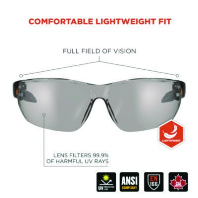 Skullerz Vali Anti-Scratch Enhanced Anti-Fog Safety Glasses, Frameless, Clear Single I/O Lens