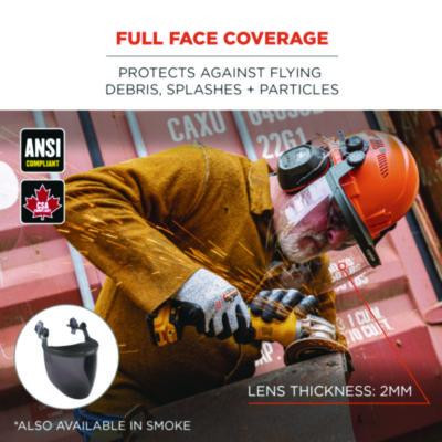 Skullerz 8994 Anti-Scratch/Anti-Fog Hard Hat Face Shield, Cap-Style/Safety Helmet Adapter, Clear Lens