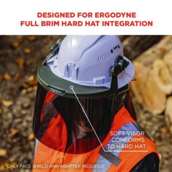 Skullerz 8995 Anti-Scratch And Anti-Fog Hard Hat Face Shield With Adapter For Full Brim, Smoke Lens