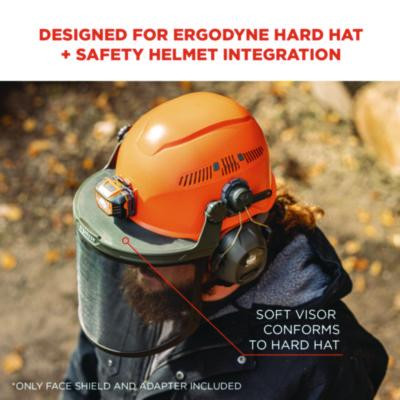 Skullerz 8989 Mesh Face Shield With Adapter For Hard Hat And Safety Helmet, Gray