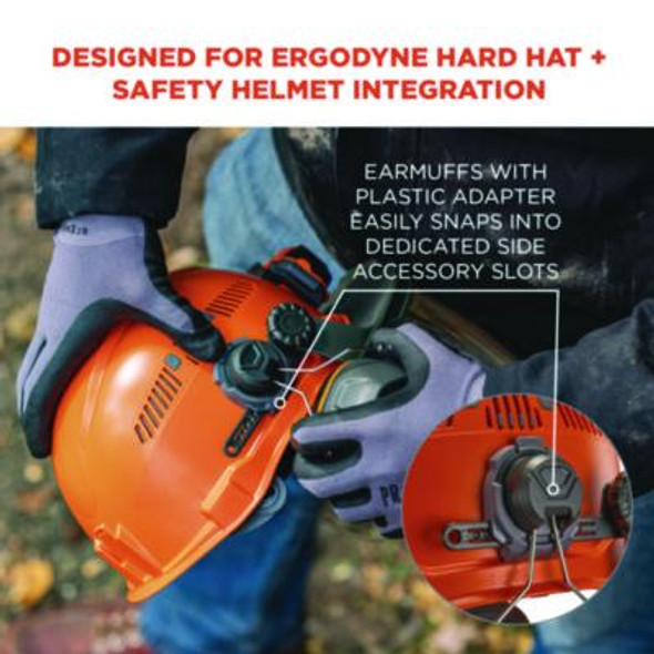 Skullerz 8880 Nrr 26Db Hard Hat Mounted Earmuffs, Cap-Style, Gray