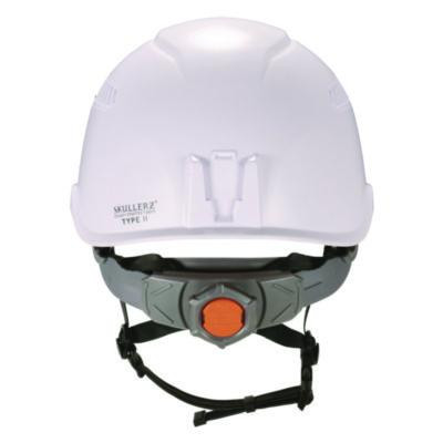 Skullerz 8977 Class C Safety Helmet With Adjustable Venting, Brimless, 6-Point Ratchet, One Size Fits Most (6.5 To 8), White