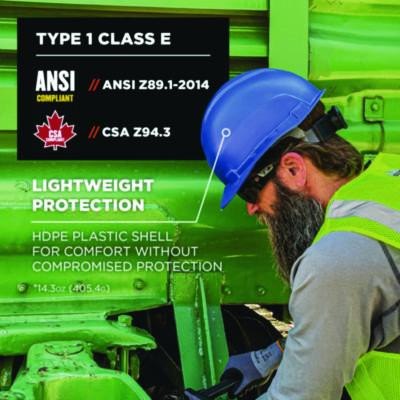 Skullerz 8967 Class E Lightweight Cap-Style Hard Hat, 6-Point Standard Ratchet, One Size Fits Most (6.5 To 8.25), Blue