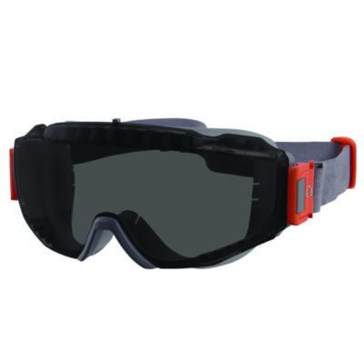 Skullerz Modi Otg Anti-Scratch And Enhanced Anti-Fog Safety Goggles With Neoprene Strap, Smoke Lens, Gray/Clear Frame