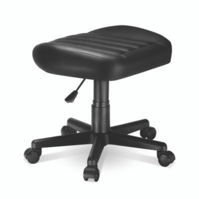Footstool With Wheels, 19.25 x 17.38 x 14.63 To 17.75, Black