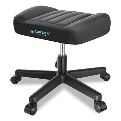 Footstool With Wheels, 19.25 x 17.38 x 14.63 To 17.75, Black