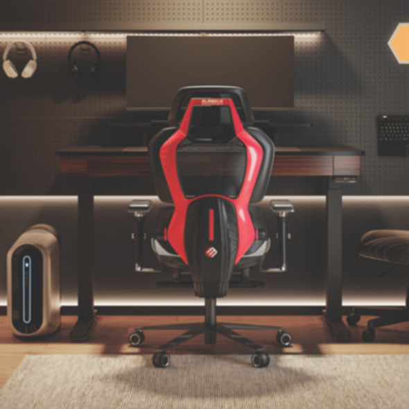 Typhon Hybrid Chair, Supports Up To 220 Lb, 18.5" To 22.05" Seat Height, Black Mesh Seat, Black/Red Mesh Back, Black Base