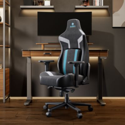 Python Ii Ergonomic Chair, Supports Up To 300 Lb, 18.88" To 22.83" Seat Height, Black Fabric Seat, Black/Blue Fabric Back