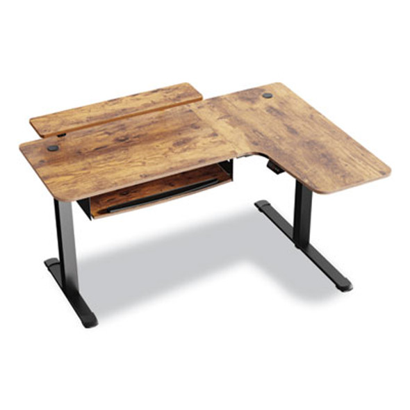 L-Shaped Standing Desk With Keyboard Tray, Right Desk, 61.25" x 43.25" x 34.38" To 52.88", Rustic Brown/Black