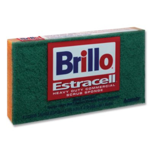 Commercial Heavy Duty Scrub Sponge, 3.5 x 6.12, 0.8" Thick, Orange/Green,12/Carton