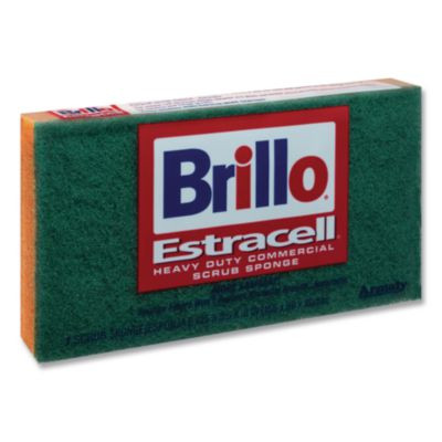 Commercial Heavy Duty Scrub Sponge, 3.5 x 6.12, 0.8" Thick, Orange/Green,12/Carton