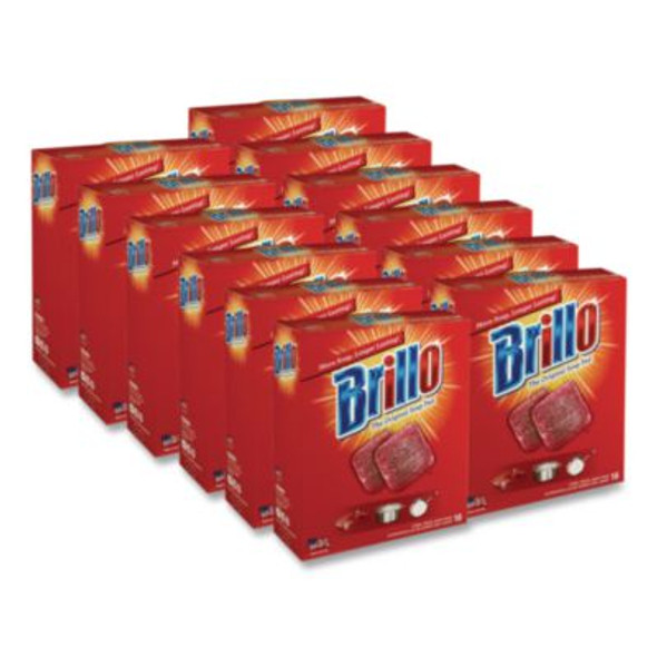 Steel Wool Soap Pads, 2.5 x 3, Gray/Pink, 18 Pads/Box, 12 Boxes/Carton