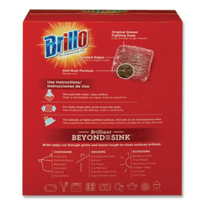 Steel Wool Soap Pads, 2.5 x 3, Gray/Pink, 18 Pads/Box, 12 Boxes/Carton