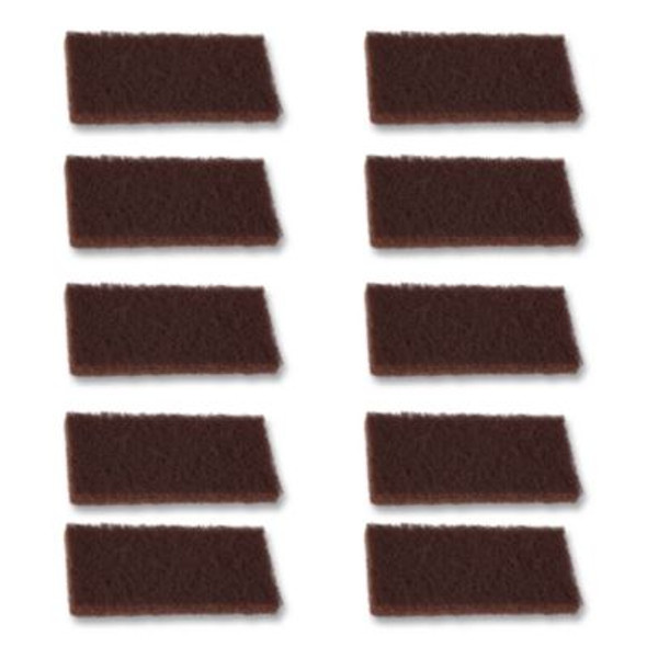 Heavy-Duty Utility Pad, 4.62 x 10, Brown, 10/Carton