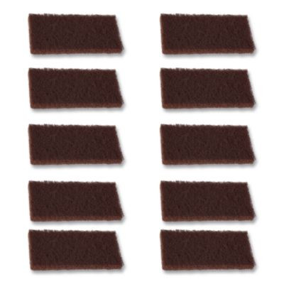 Heavy-Duty Utility Pad, 4.62 x 10, Brown, 10/Carton