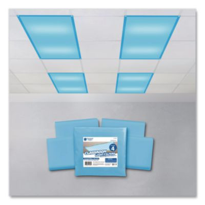 Fluorescent Light Filter Covers, Rectangular, 2 Ft x 4 Ft, Tranquil Blue, 4 Covers