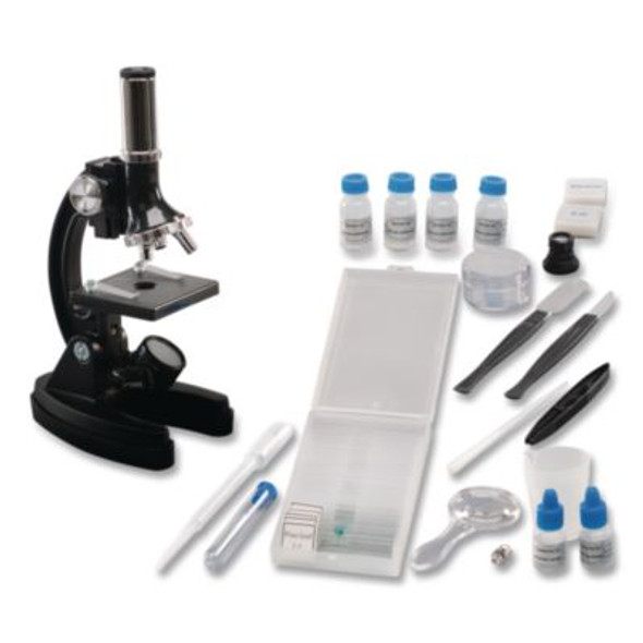 Geosafari Micropro Microcope Set, 50x, 100x, 150x, 300x 600x Magnification, Plain Stage, Mirror Illuminator, Black, 95 Pieces