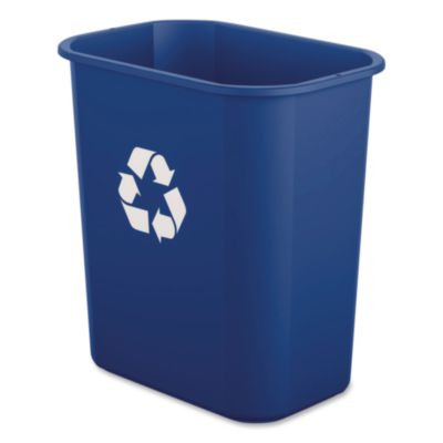 Deskside Recycling Bin, 3 Gal, Polypropylene, Blue