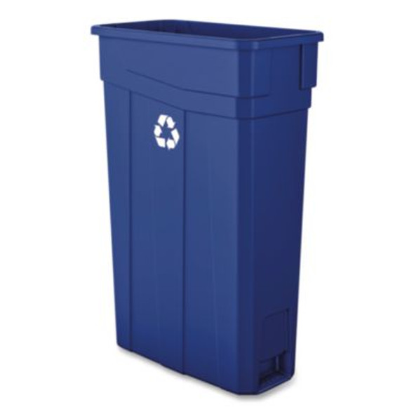 Slim Recycling Container, 23 Gal, Polypropylene, Blue