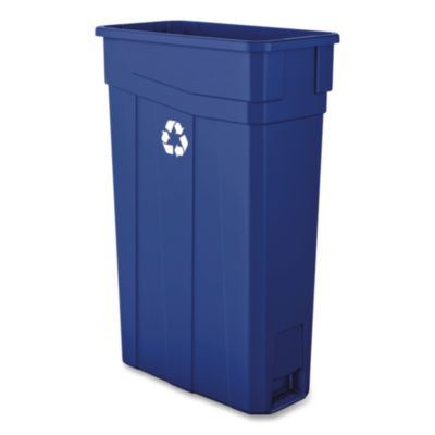 Slim Recycling Container, 23 Gal, Polypropylene, Blue