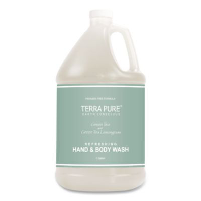Terra Pure Body Wash Gallon, Green Tea Lemongrass, 1 Gal Bottle, 4/Carton