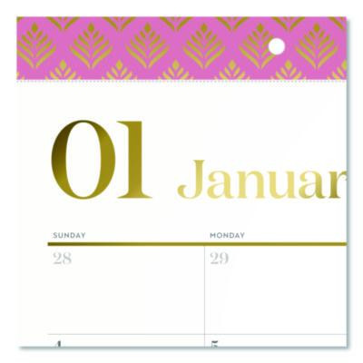Workstyle Compact Deskpad, 17.75 x 11, White Sheets, Pink Headband/Clear Corners, 12-Month (Jan-Dec): 2026